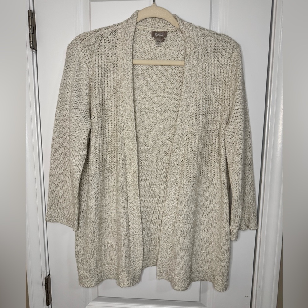 Chico's Cream Open-Front Cardigan - SKU 1081